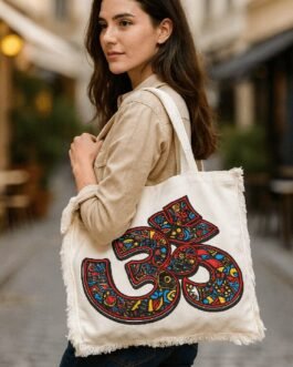 Canvas Tote Bag _ Om Print _ model-min