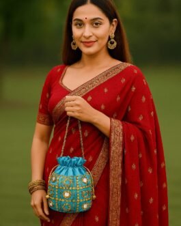Handcrafted Embroidered Long Potli Bag.-min