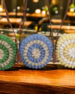 Handcrafted Round Woven Shoulder Bag