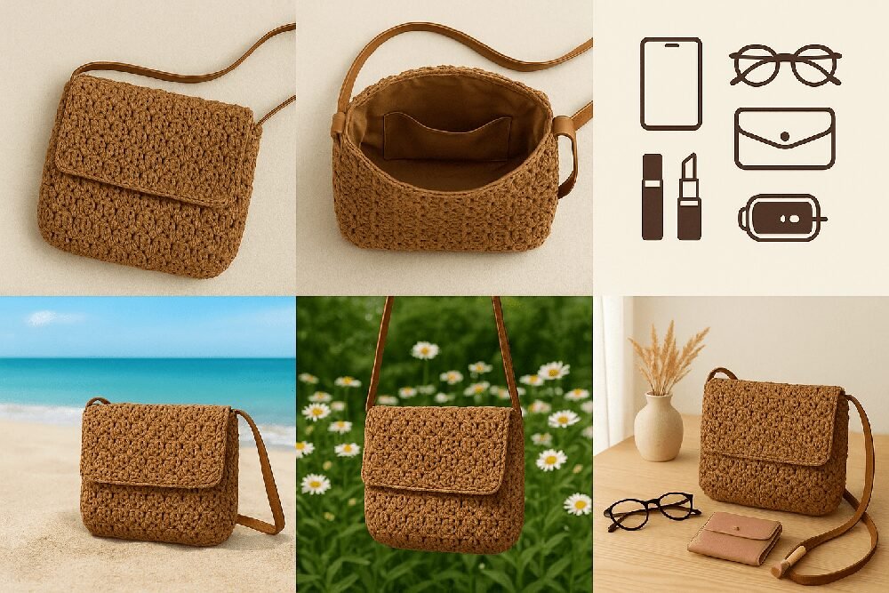 Handcrafted Woven Jute Sling Bag - Image 4