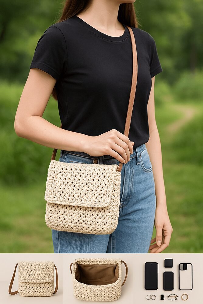 Handcrafted Woven Jute Sling Bag - Image 6