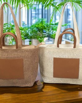 Handcrafted Woven Tote Bag with Dual Handles Classic Beige hero-min