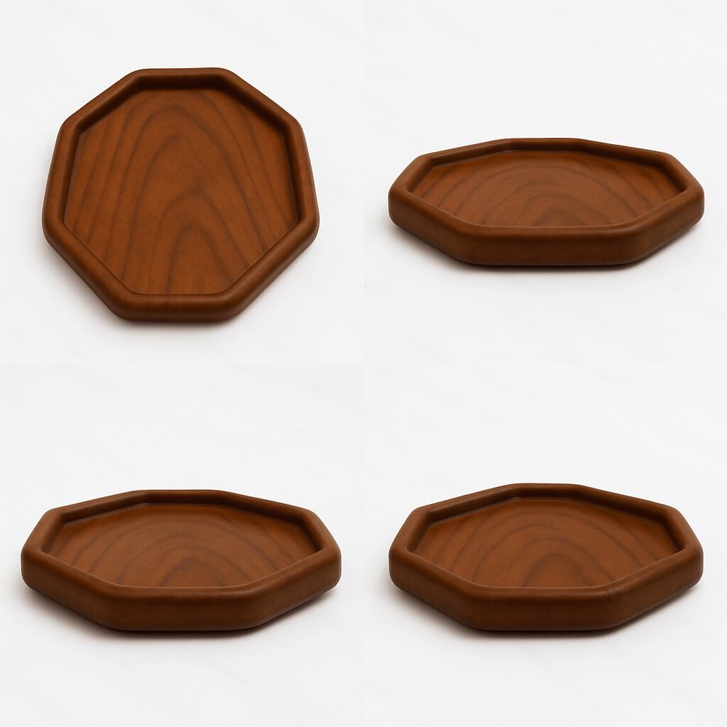Octagonal Wooden Serving Tray - Image 4