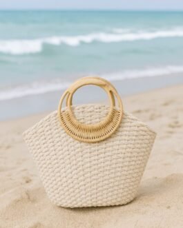 Round-Handle Woven Tote Bag