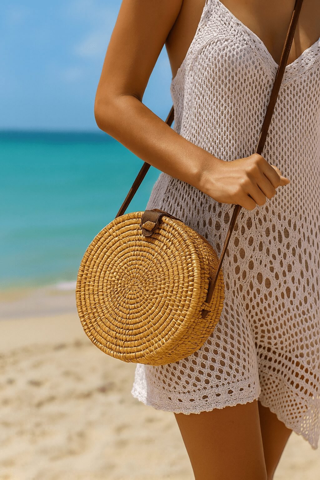 Vintage Style Wicker Round Handbag model-min