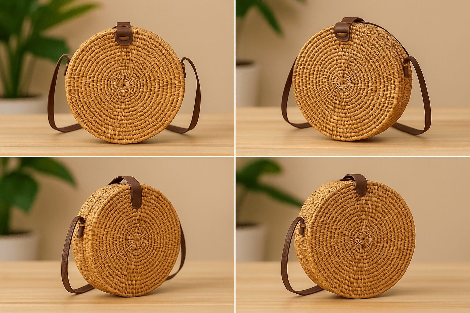 Vintage Style Wicker Round Handbag - Image 4