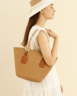 Classic Straw-Style Tote Bag for Women