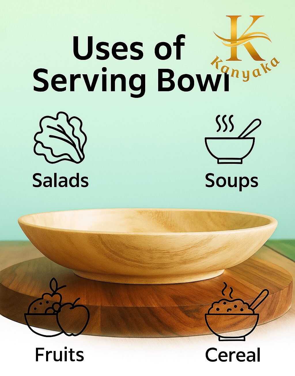 Wooden Large Serving Bowl - Image 2