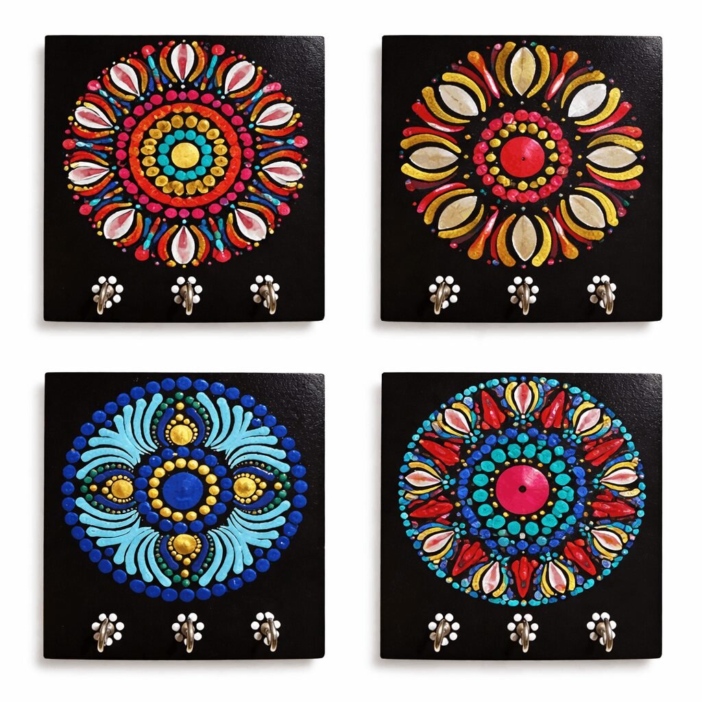 Hand-made Mandala Art Key Holder - Image 3