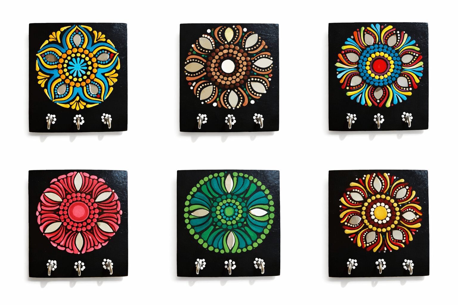 Hand-made Mandala Art Key Holder - Image 4