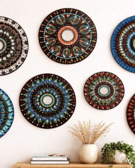Hand-Painted Mandala Mirror Wall Décor- set of 7 plates