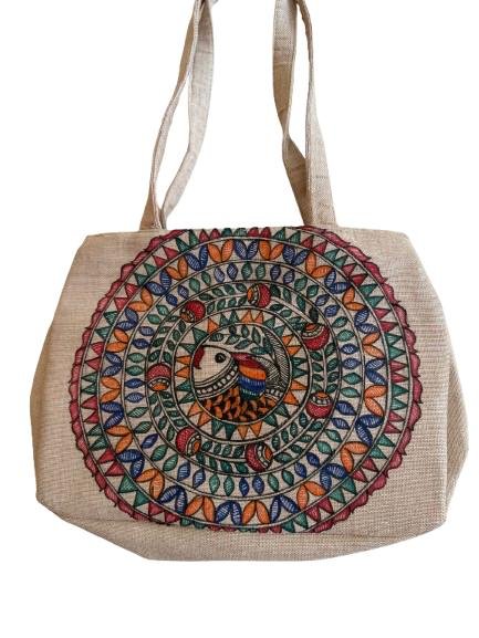 Indian Madhubani-Painting Jute Tote Bag