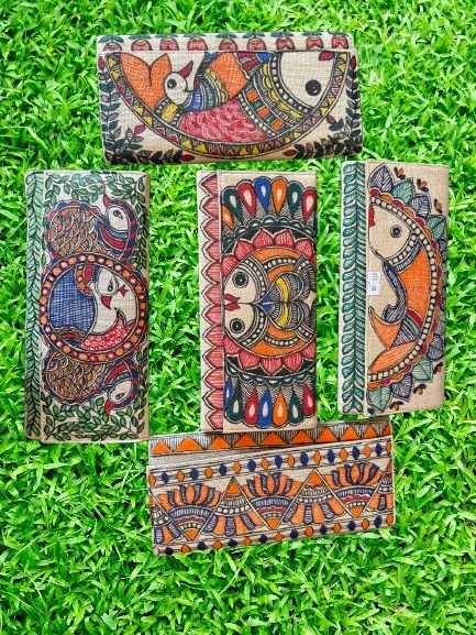 Indian Madhubani-Painting Jute clutch