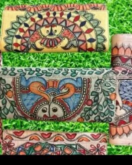 Indian Madhubani-Painting Khadi-Cotton Hand clutch
