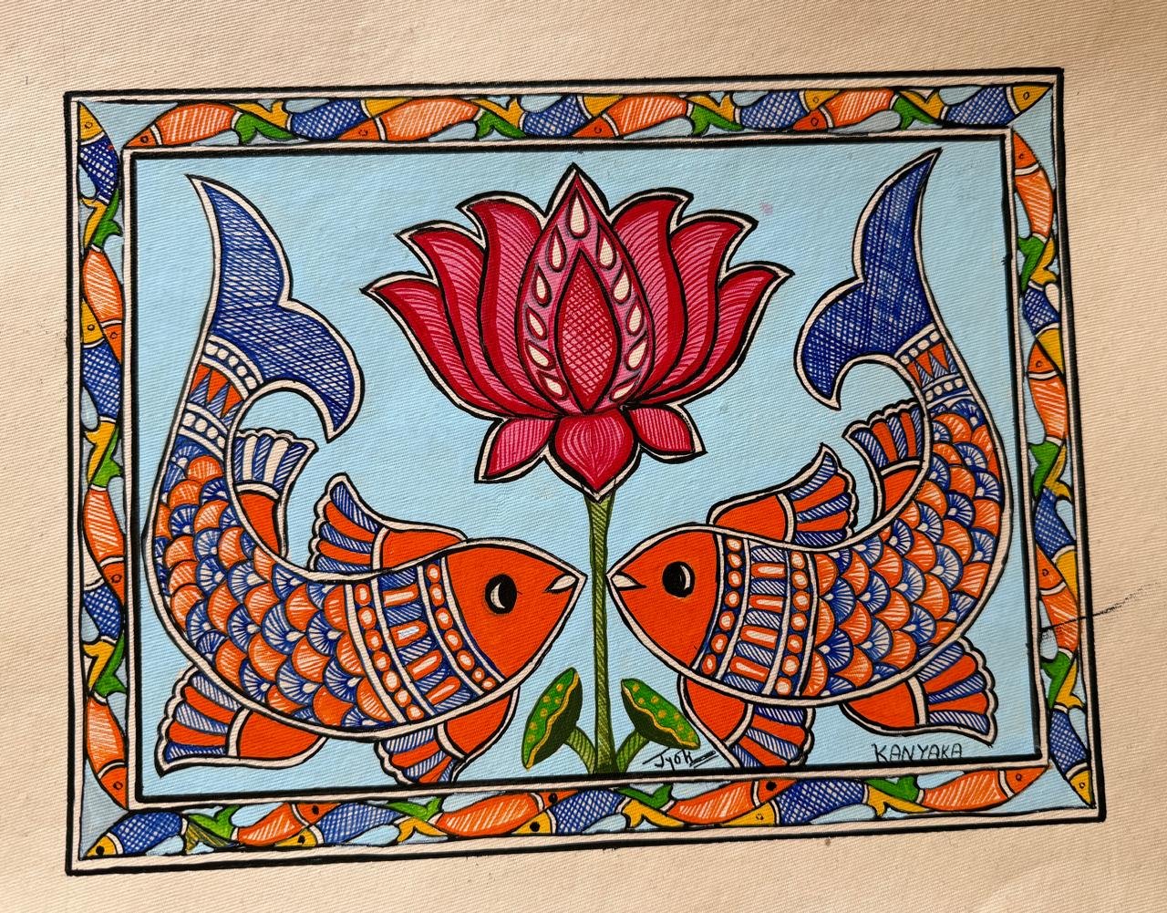 Mithila folk-Art Wall Hanging on Art Paper (A4) - Image 4