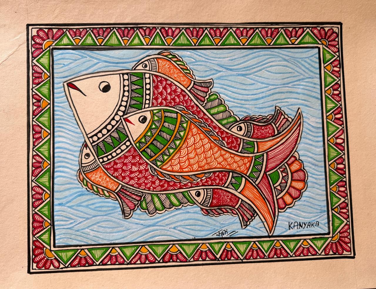 Mithila folk-Art Wall Hanging on Art Paper (A4) - Image 5