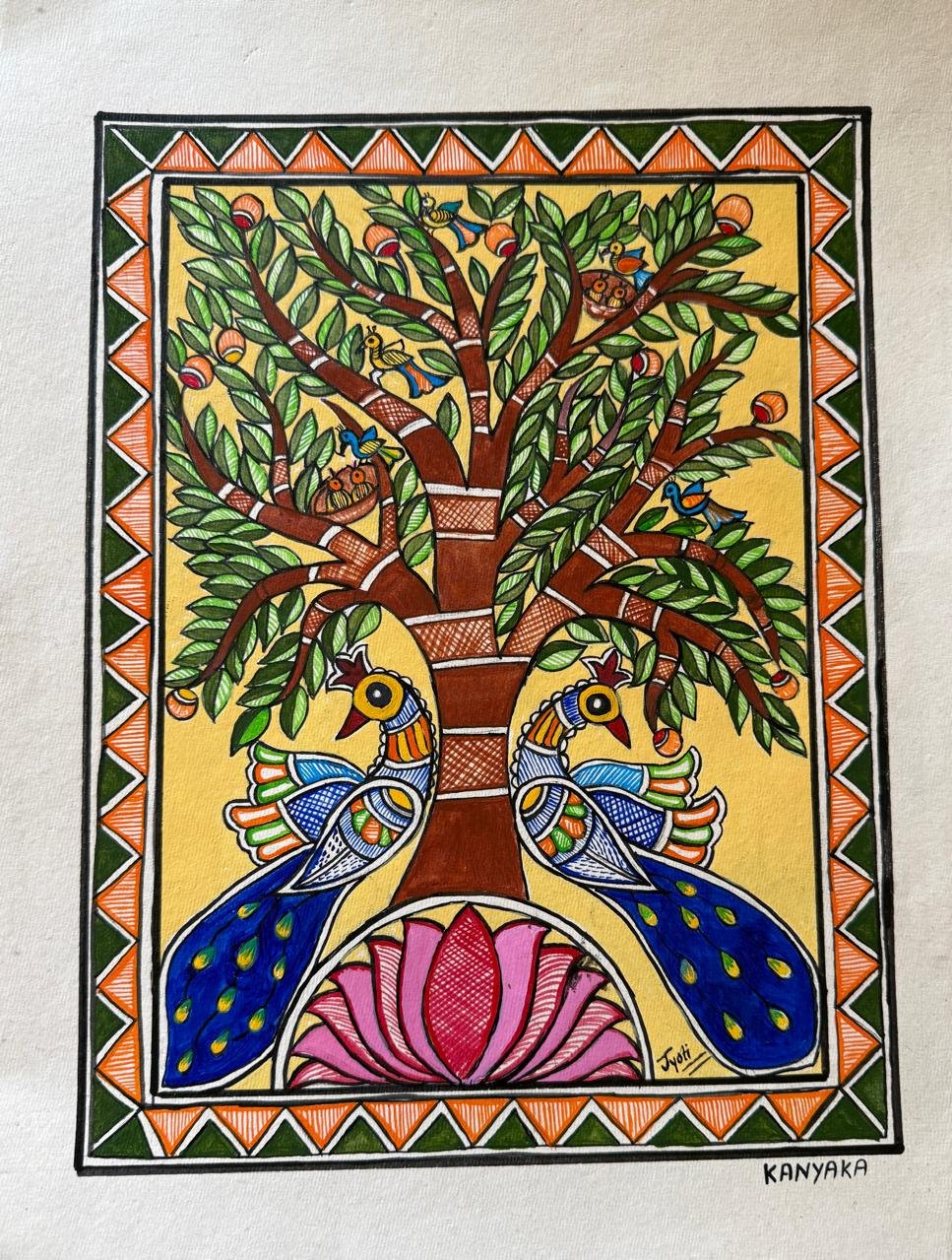 Mithila folk-Art Wall Hanging on Art Paper (A4) - Image 6