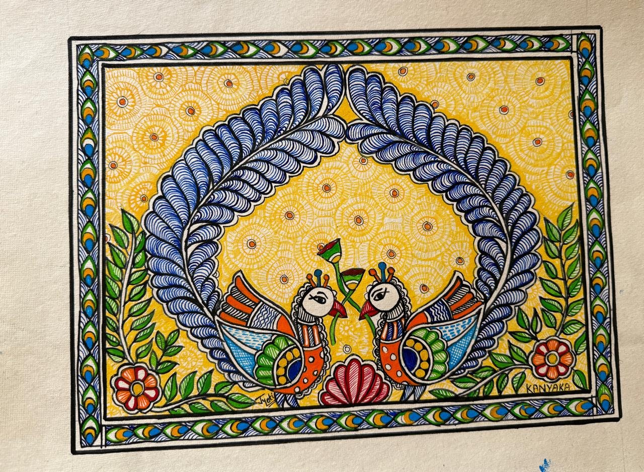 Mithila folk-Art Wall Hanging on Art Paper (A4) - Image 2