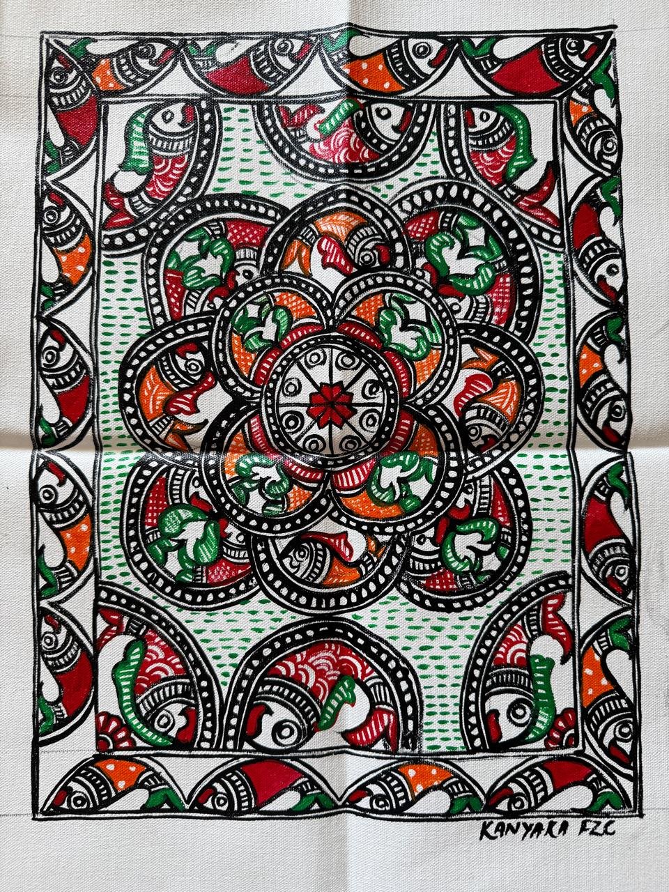 Mithila folk-Art Wall Hanging on Canvas (16*20 inches)