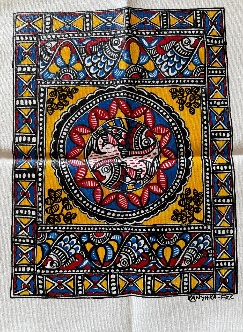 Mithila folk-Art Wall Hanging on Canvas (16*20 inches) - Image 2