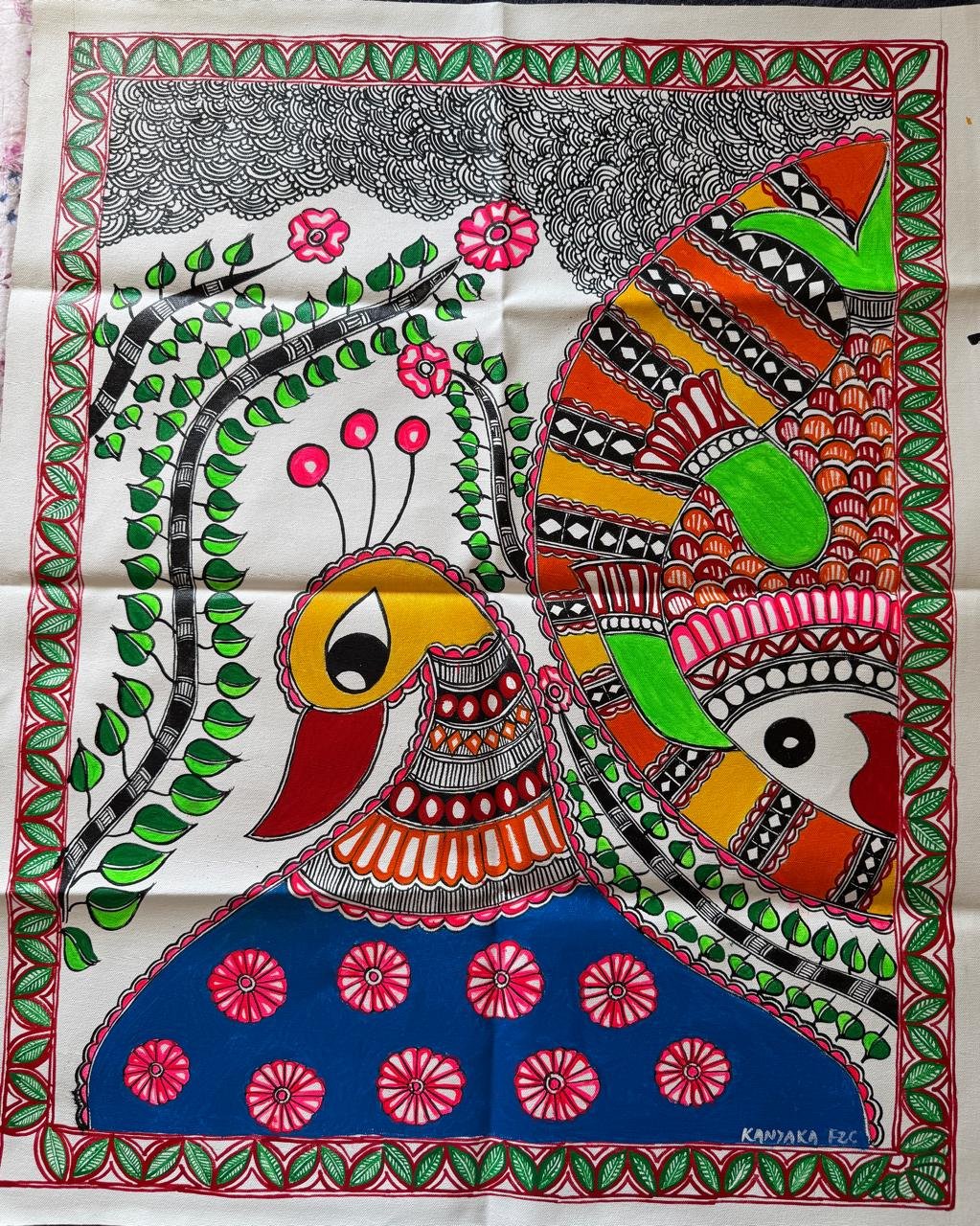 Mithila folk-Art Wall Hanging on Canvas (22*30inches) - Image 2