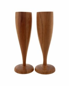 Kanyaka Handcrafted Neem Wood Champagne Glass- Set of 2