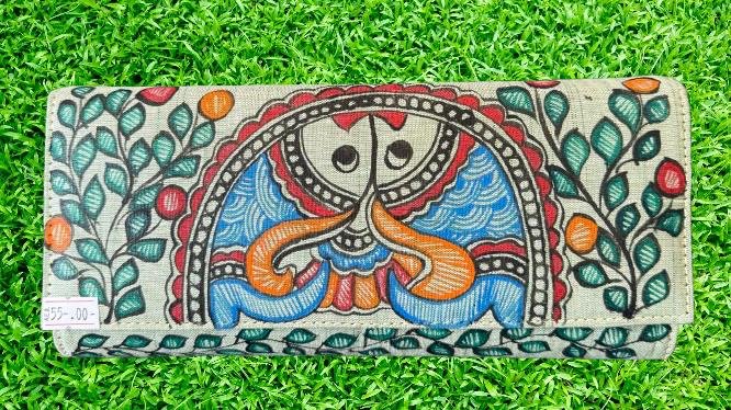 Indian Madhubani-Painting Khadi-Cotton clutch - Image 2